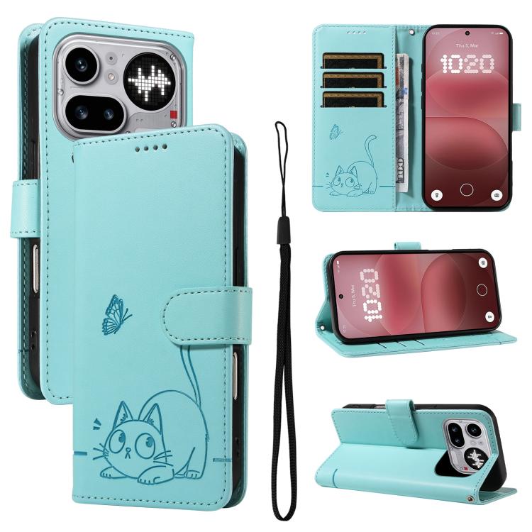 Adorable Cat Embossed Pattern Flip Leather Phone Case, For Nothing Phone 4a Pro, For Nothing Phone 4a
