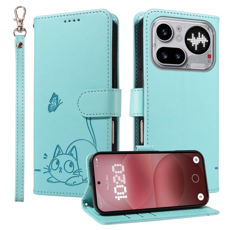 Adorable Cat Embossed Pattern Flip Leather Phone Case, For Nothing Phone 4a Pro, For Nothing Phone 4a
