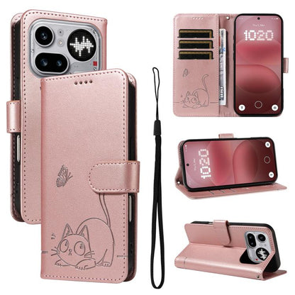 Adorable Cat Embossed Pattern Flip Leather Phone Case, For Nothing Phone 4a Pro, For Nothing Phone 4a