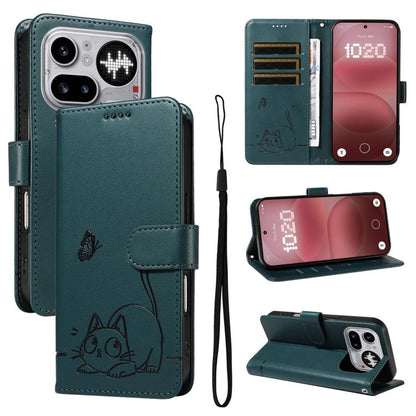Adorable Cat Embossed Pattern Flip Leather Phone Case, For Nothing Phone 4a Pro, For Nothing Phone 4a