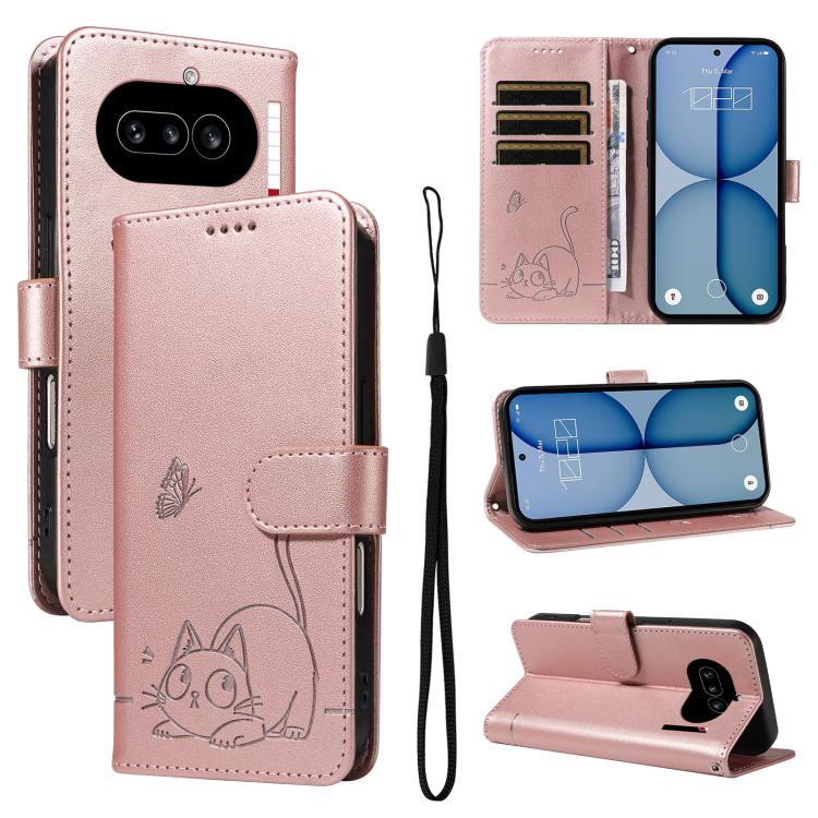 Adorable Cat Embossed Pattern Flip Leather Phone Case, For Nothing Phone 4a Pro, For Nothing Phone 4a