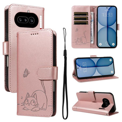 Adorable Cat Embossed Pattern Flip Leather Phone Case, For Nothing Phone 4a Pro, For Nothing Phone 4a