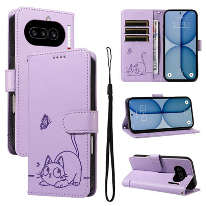 Adorable Cat Embossed Pattern Flip Leather Phone Case, For Nothing Phone 4a Pro, For Nothing Phone 4a