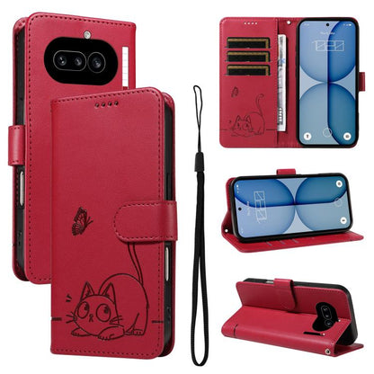Adorable Cat Embossed Pattern Flip Leather Phone Case, For Nothing Phone 4a Pro, For Nothing Phone 4a