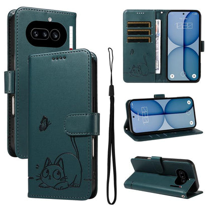 Adorable Cat Embossed Pattern Flip Leather Phone Case, For Nothing Phone 4a Pro, For Nothing Phone 4a