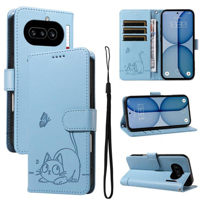 Adorable Cat Embossed Pattern Flip Leather Phone Case, For Nothing Phone 4a Pro, For Nothing Phone 4a