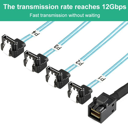 WG200 mini SAS SFF-8643 to 4 x SATA 90-Degree Angled High-Speed Server Data Cable, 0.5m, 1m