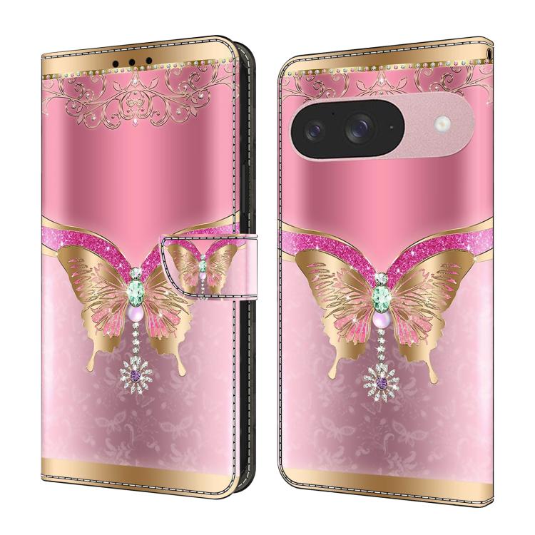 Crystal-Like Painted Vegan Leather Phone Case, For Google Pixel 10a, For Google Pixel 9a, For Google Pixel 9 Pro, For Google Pixel 9