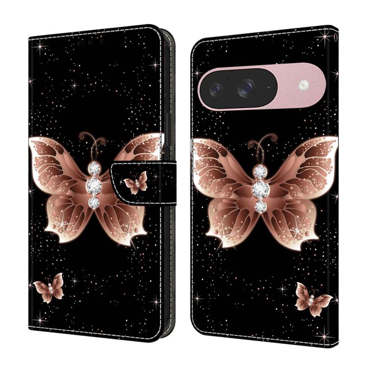 Crystal-Like Painted Vegan Leather Phone Case, For Google Pixel 10a, For Google Pixel 9a, For Google Pixel 9 Pro, For Google Pixel 9