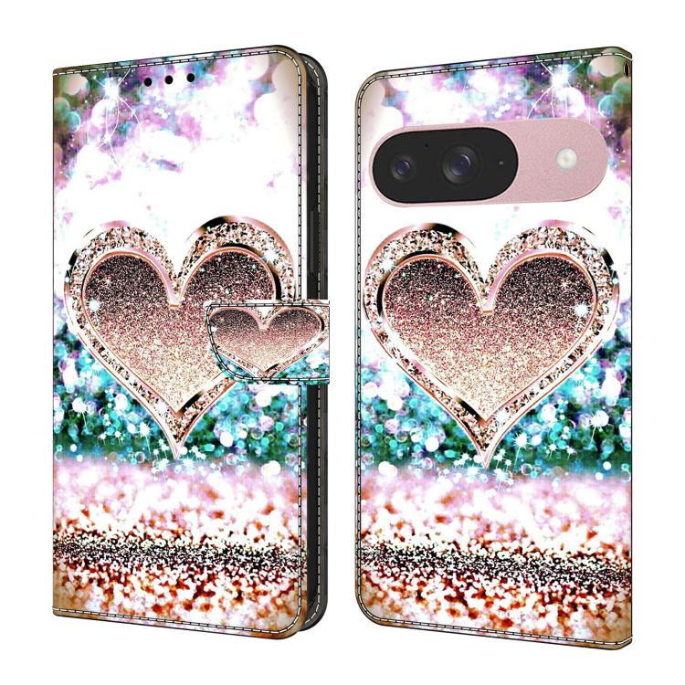 Crystal-Like Painted Vegan Leather Phone Case, For Google Pixel 10a, For Google Pixel 9a, For Google Pixel 9 Pro, For Google Pixel 9