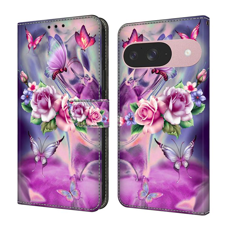 Crystal-Like Painted Vegan Leather Phone Case, For Google Pixel 10a, For Google Pixel 9a, For Google Pixel 9 Pro, For Google Pixel 9