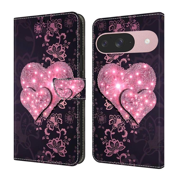 Crystal-Like Painted Vegan Leather Phone Case, For Google Pixel 10a, For Google Pixel 9a, For Google Pixel 9 Pro, For Google Pixel 9