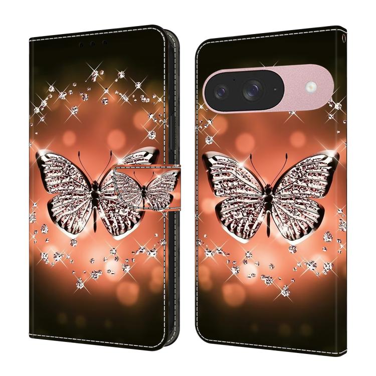 Crystal-Like Painted Vegan Leather Phone Case, For Google Pixel 10a, For Google Pixel 9a, For Google Pixel 9 Pro, For Google Pixel 9
