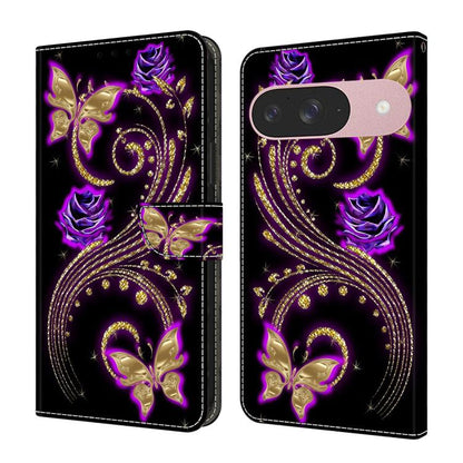 Crystal-Like Painted Vegan Leather Phone Case, For Google Pixel 10a, For Google Pixel 9a, For Google Pixel 9 Pro, For Google Pixel 9