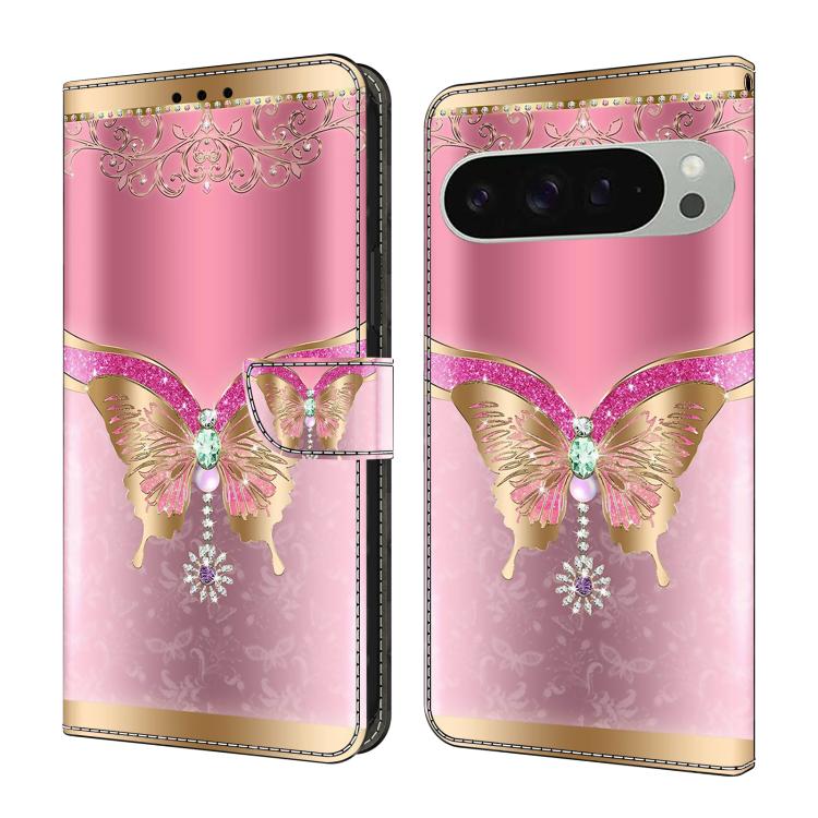 Crystal-Like Painted Vegan Leather Phone Case, For Google Pixel 10a, For Google Pixel 9a, For Google Pixel 9 Pro, For Google Pixel 9