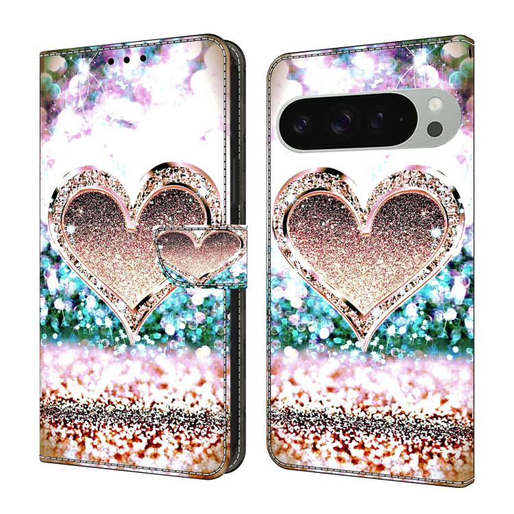 Crystal-Like Painted Vegan Leather Phone Case, For Google Pixel 10a, For Google Pixel 9a, For Google Pixel 9 Pro, For Google Pixel 9
