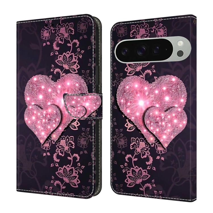 Crystal-Like Painted Vegan Leather Phone Case, For Google Pixel 10a, For Google Pixel 9a, For Google Pixel 9 Pro, For Google Pixel 9