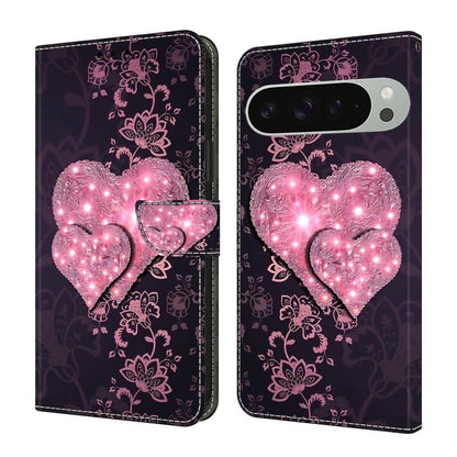 Crystal-Like Painted Vegan Leather Phone Case, For Google Pixel 10a, For Google Pixel 9a, For Google Pixel 9 Pro, For Google Pixel 9