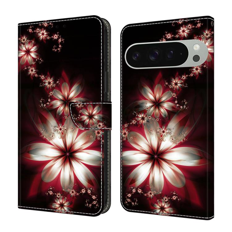 Crystal-Like Painted Vegan Leather Phone Case, For Google Pixel 10a, For Google Pixel 9a, For Google Pixel 9 Pro, For Google Pixel 9