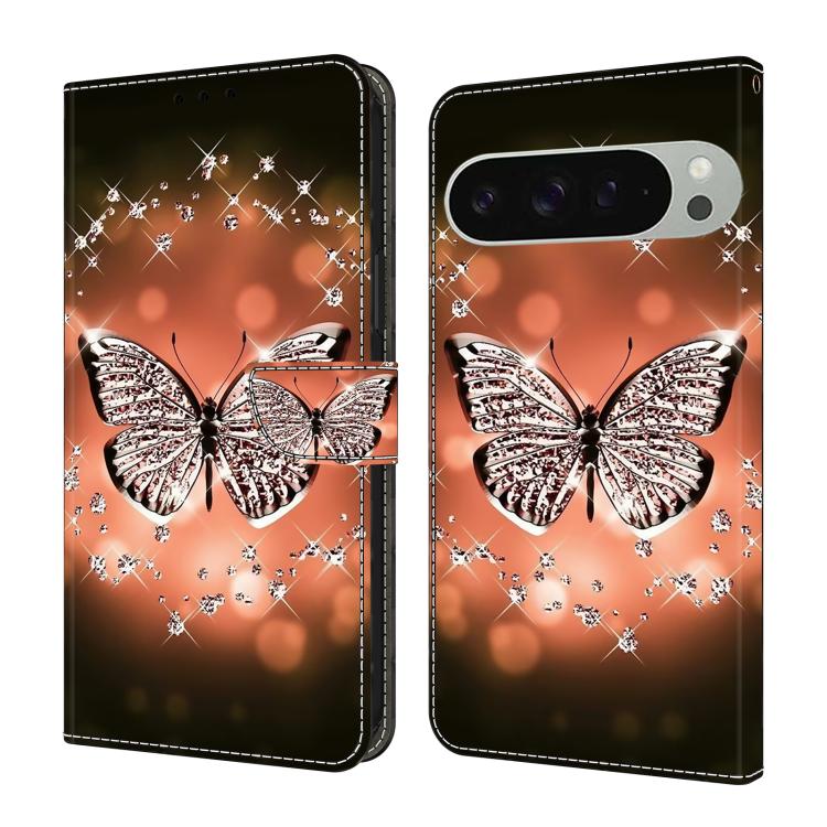 Crystal-Like Painted Vegan Leather Phone Case, For Google Pixel 10a, For Google Pixel 9a, For Google Pixel 9 Pro, For Google Pixel 9