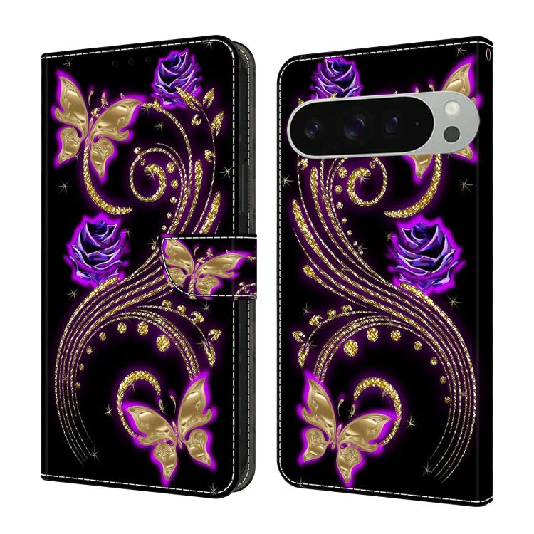 Crystal-Like Painted Vegan Leather Phone Case, For Google Pixel 10a, For Google Pixel 9a, For Google Pixel 9 Pro, For Google Pixel 9