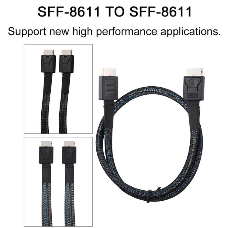 WG172 Oculink SFF-8611 to SFF-8611 PCIE4.0 MINISAS Cable, 0.5m, 1m