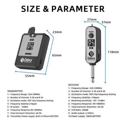 DEBRA DT-02 Ear-worn UHF Wireless Microphone System 2 TX & 1 RX, DT-02