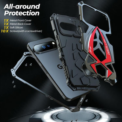 Sports Car Metal Silicone Shockproof Phone Case with Film, For Google Pixel 10 Pro, For Google Pixel 9 Pro, For Google Pixel 9