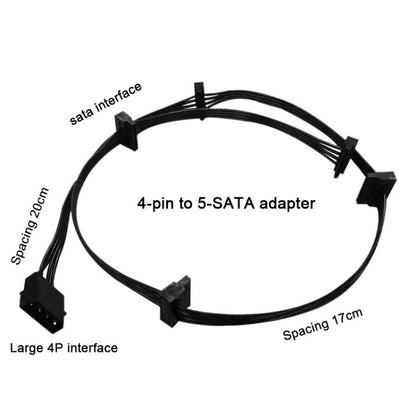 WG194 IDE 4 Pin to 5xSATA 15 Pin 1 to 5 Power Extension Hard Drive Adapter, 0.6m