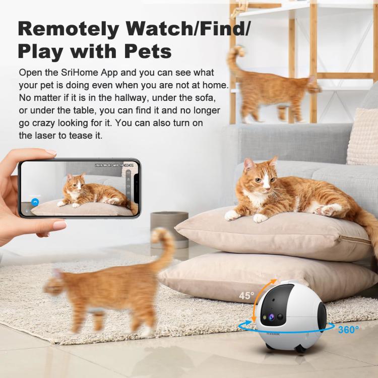 SriHome DH013 Plus 4MP Smart Pet Robot Camera with Auto-Charging Dock, US Plug, UK Plug, EU Plug, AU Plug