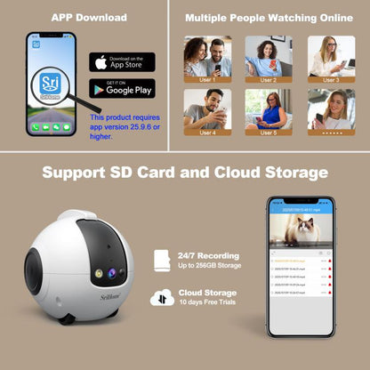 SriHome DH013 Plus 4MP Smart Pet Robot Camera with Auto-Charging Dock, US Plug, UK Plug, EU Plug, AU Plug