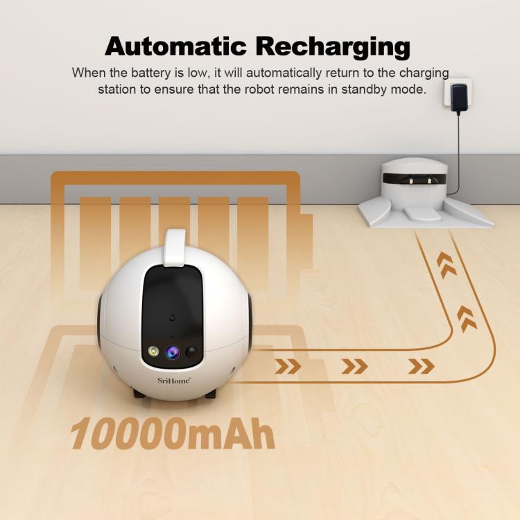 SriHome DH013 Plus 4MP Smart Pet Robot Camera with Auto-Charging Dock, US Plug, UK Plug, EU Plug, AU Plug