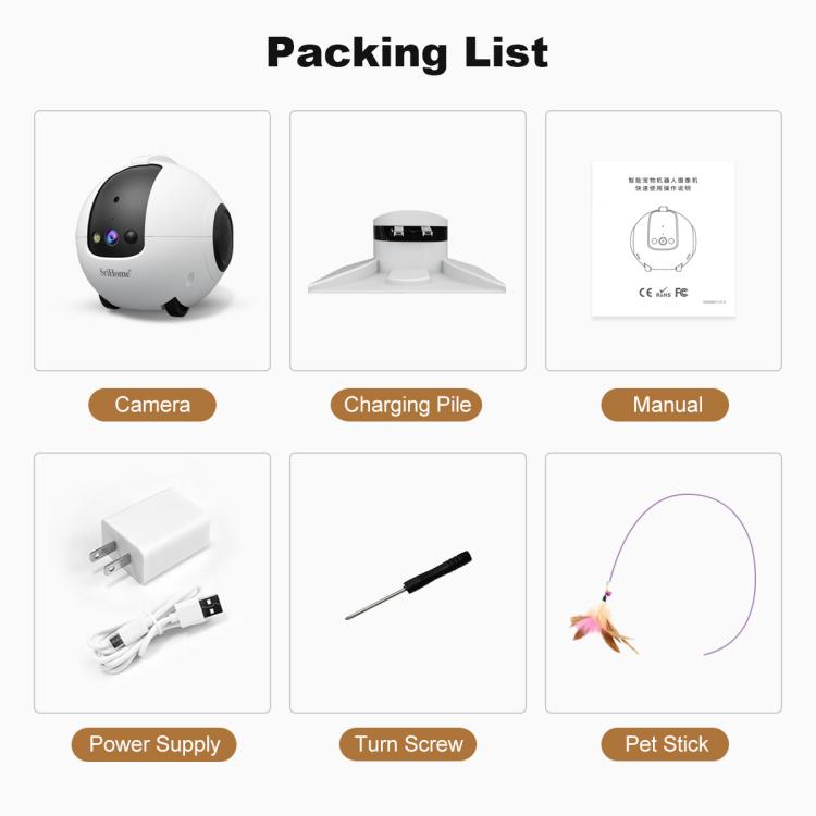 SriHome DH013 Plus 4MP Smart Pet Robot Camera with Auto-Charging Dock, US Plug, UK Plug, EU Plug, AU Plug