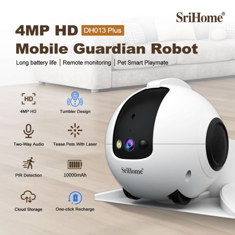 SriHome DH013 Plus 4MP Smart Pet Robot Camera with Auto-Charging Dock, US Plug, UK Plug, EU Plug, AU Plug