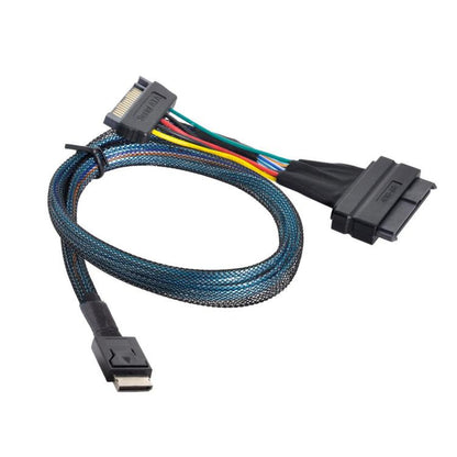 Oculink SFF-8611 to U.2 SFF-8639 SSD Connection Cable SATA 15 Pin PCIe 4.0 Power Server Cable, 0.5m, 0.7m
