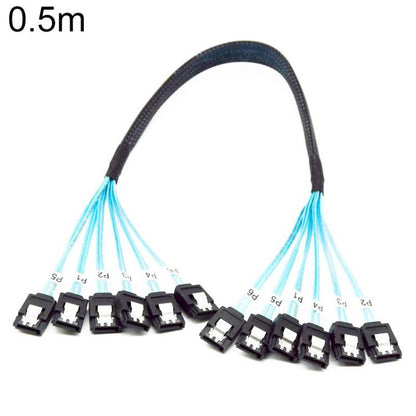 WG214 Six-Head SATA 3.0 High-Speed Hard Drive Data Cable, 0.5m, 1m