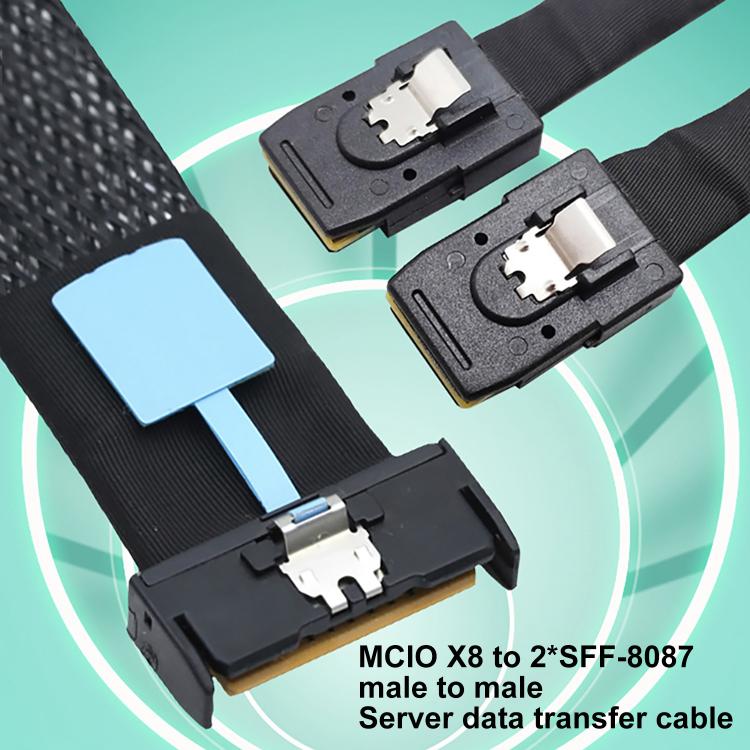 Gen5 MCIO X8 to Dual SFF-8087 Server Data Transfer Cable, MCIO X8 to Dual SFF-8087