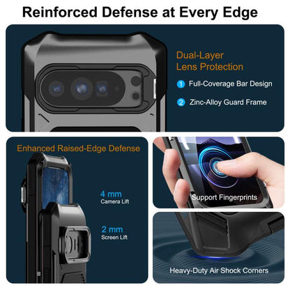 Metal Armor Construction IP65 Waterproof Magnetic Phone Case, For Google Pixel 9 Pro XL/10 Pro XL, For Google Pixel 9/9 Pro/10/10 Pro