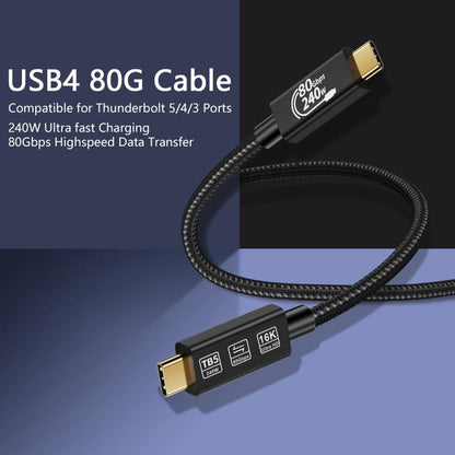 WG240 USB/Type-C to Type-C Thunderbolt 5 240W 240Gbps Data Fast Charging Cable, WG240