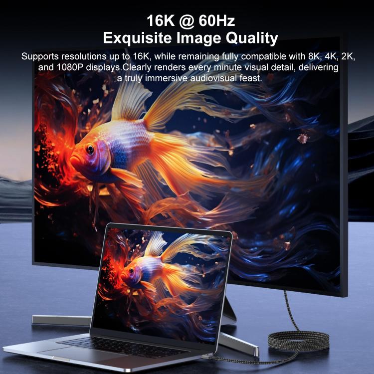 WG228 16K Ultra HD Type-C to DP 2.1 Display Cable Monitor Adapter Cable, 2m
