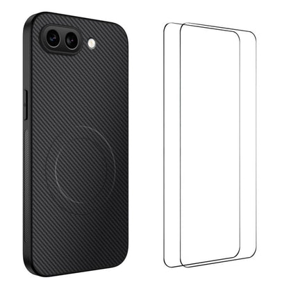 WANLONFENG TQ1 Series Magnetic Carbon Fiber Texture Phone Case with 2pcs Screen Films, For Google Pixel 10a, For Google Pixel 10 Pro XL, For Google Pixel 10 Pro, For Google Pixel 10, For Google Pixel 9a, For Google Pixel 9 Pro XL, For Google Pixel 9 Pr...