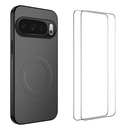 WANLONFENG TQ1 Series Magnetic Carbon Fiber Texture Phone Case with 2pcs Screen Films, For Google Pixel 10a, For Google Pixel 10 Pro XL, For Google Pixel 10 Pro, For Google Pixel 10, For Google Pixel 9a, For Google Pixel 9 Pro XL, For Google Pixel 9 Pr...
