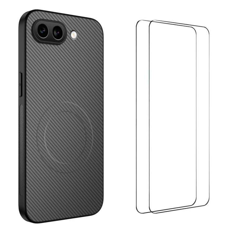 WANLONFENG TQ1 Series Magnetic Carbon Fiber Texture Phone Case with 2pcs Screen Films, For Google Pixel 10a, For Google Pixel 10 Pro XL, For Google Pixel 10 Pro, For Google Pixel 10, For Google Pixel 9a, For Google Pixel 9 Pro XL, For Google Pixel 9 Pr...