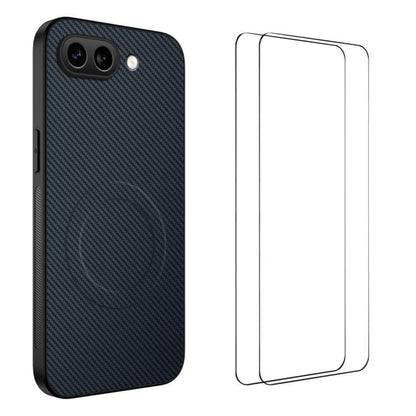 WANLONFENG TQ1 Series Magnetic Carbon Fiber Texture Phone Case with 2pcs Screen Films, For Google Pixel 10a, For Google Pixel 10 Pro XL, For Google Pixel 10 Pro, For Google Pixel 10, For Google Pixel 9a, For Google Pixel 9 Pro XL, For Google Pixel 9 Pr...