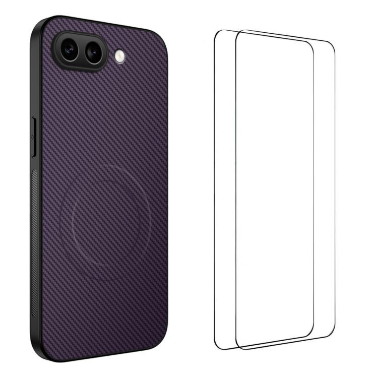WANLONFENG TQ1 Series Magnetic Carbon Fiber Texture Phone Case with 2pcs Screen Films, For Google Pixel 10a, For Google Pixel 10 Pro XL, For Google Pixel 10 Pro, For Google Pixel 10, For Google Pixel 9a, For Google Pixel 9 Pro XL, For Google Pixel 9 Pr...