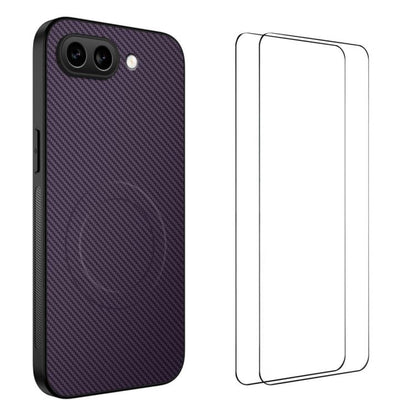WANLONFENG TQ1 Series Magnetic Carbon Fiber Texture Phone Case with 2pcs Screen Films, For Google Pixel 10a, For Google Pixel 10 Pro XL, For Google Pixel 10 Pro, For Google Pixel 10, For Google Pixel 9a, For Google Pixel 9 Pro XL, For Google Pixel 9 Pr...