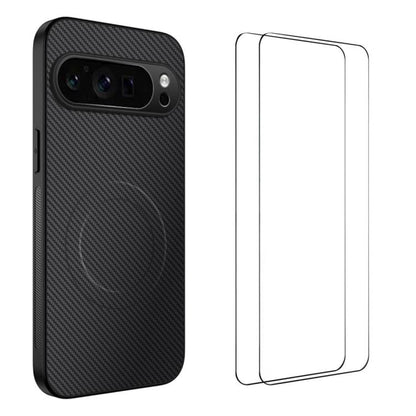 WANLONFENG TQ1 Series Magnetic Carbon Fiber Texture Phone Case with 2pcs Screen Films, For Google Pixel 10a, For Google Pixel 10 Pro XL, For Google Pixel 10 Pro, For Google Pixel 10, For Google Pixel 9a, For Google Pixel 9 Pro XL, For Google Pixel 9 Pr...