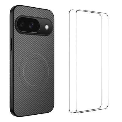 WANLONFENG TQ1 Series Magnetic Carbon Fiber Texture Phone Case with 2pcs Screen Films, For Google Pixel 10a, For Google Pixel 10 Pro XL, For Google Pixel 10 Pro, For Google Pixel 10, For Google Pixel 9a, For Google Pixel 9 Pro XL, For Google Pixel 9 Pr...
