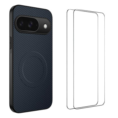 WANLONFENG TQ1 Series Magnetic Carbon Fiber Texture Phone Case with 2pcs Screen Films, For Google Pixel 10a, For Google Pixel 10 Pro XL, For Google Pixel 10 Pro, For Google Pixel 10, For Google Pixel 9a, For Google Pixel 9 Pro XL, For Google Pixel 9 Pr...