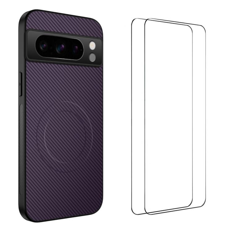 WANLONFENG TQ1 Series Magnetic Carbon Fiber Texture Phone Case with 2pcs Screen Films, For Google Pixel 10a, For Google Pixel 10 Pro XL, For Google Pixel 10 Pro, For Google Pixel 10, For Google Pixel 9a, For Google Pixel 9 Pro XL, For Google Pixel 9 Pr...